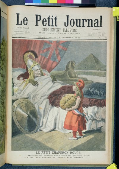 Caperucita Roja o Francia perdiendo Fachoda ante Inglaterra, página ilustrada del título de 