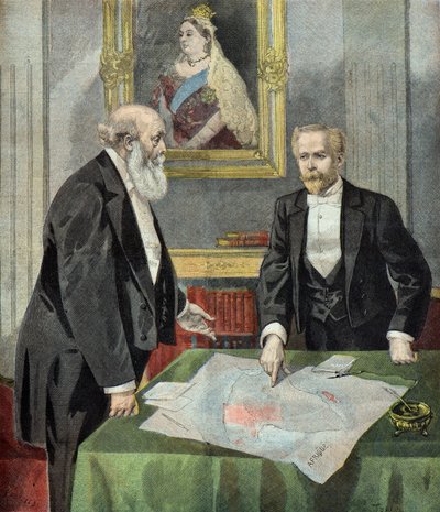 Lord Salisbury y Paul Cambon delimitan las zonas de influencia en África de Oswaldo Tofani
