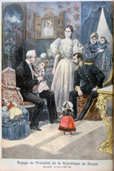 El zar Nicolás II de Rusia y Félix Faure, presidente de la República Francesa, 1897 de Oswaldo Tofani
