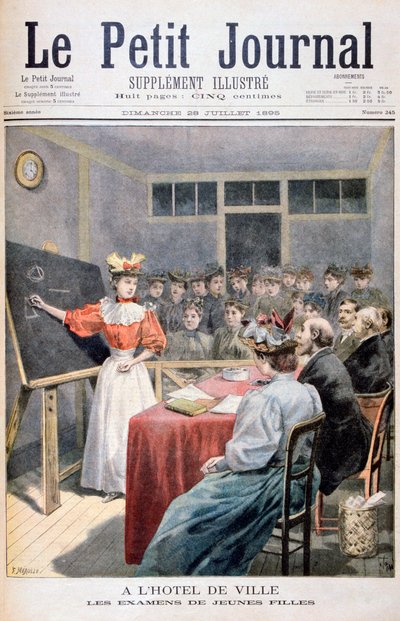 Niñas haciendo exámenes en un Ayuntamiento, Francia, 1895 de Oswaldo Tofani