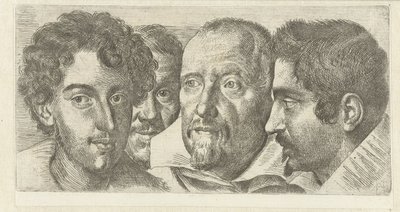 Portret de Cosimo Orsino, Cesare Bartolotti, Sigmund Laire y een zelfportret de Ottavio Leoni de Ottavio Mario Leoni