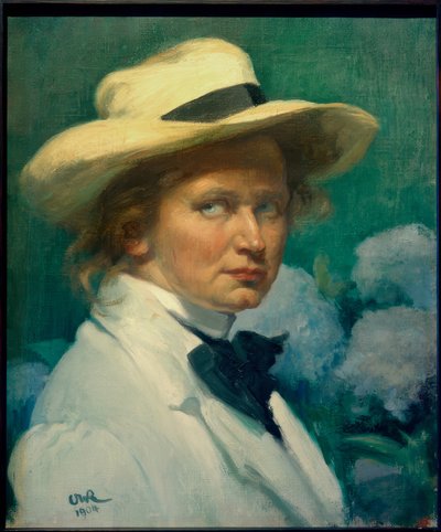 Autorretrato con sombrero blanco de Ottilie Roederstein