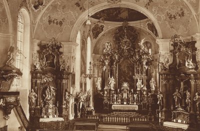 Iglesia parroquial, Oberammergau, interior de la iglesia de Otto Ballerstedt