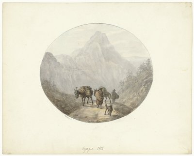 Paisaje de montaña en España, con burros de carga de Otto Baron Howen