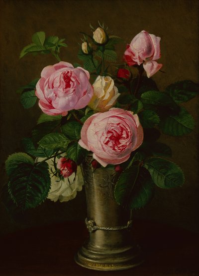 Rosas en un jarrón de peltre de Otto Didrik Ottesen
