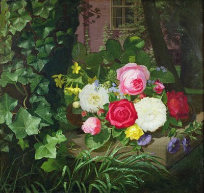 Rosas en un borde de piedra de Otto Didrik Ottesen