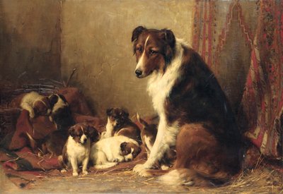 Un collie con sus cachorros de Otto Eerelman
