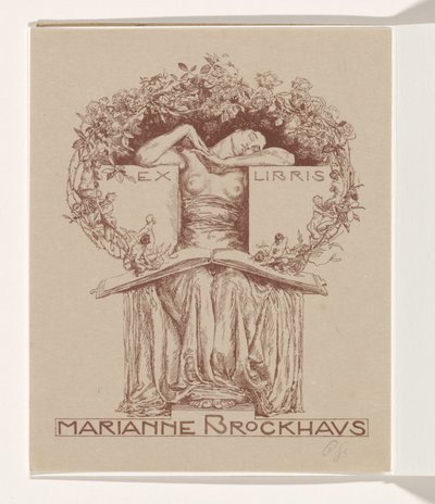 Ex-libris de Marianne Brockhaus de Otto Greiner (signed by artist)