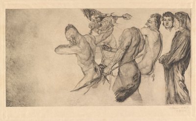 Dante y Virgilio visitando el infierno (Inferno Canto 22) de Otto Greiner