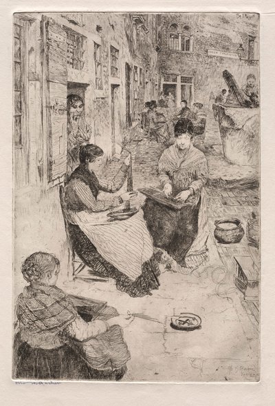 Grabados de Venecia: Ensartadores de cuentas, 1882 de Otto H. Bacher