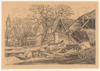 Pueblo junto al agua de Otto Hanrath (signed by artist)
