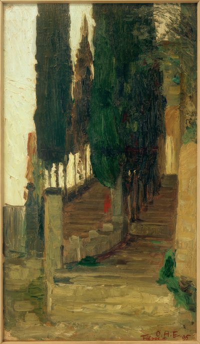 Escalera al monasterio en Fiesole de Otto Heinrich Engel