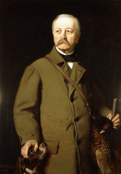 Retrato de Otto von Bismarck en Ropa de Caza con su Perro y un Faisán Muerto, 1897 de Otto Johann Heinrich Heyden