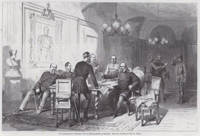 Comandantes del ejército prusiano celebrando un consejo de guerra en Versalles, Guerra Franco-Prusiana, 6 de diciembre de 1870 de Otto Johann Heinrich Heyden