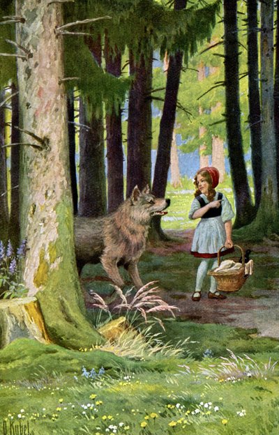 Caperucita Roja, c.1900 (postal) de Otto Kubel
