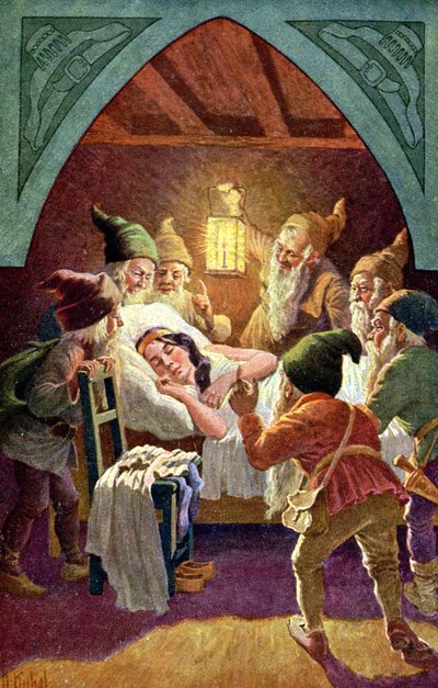 Blancanieves y los siete enanitos, c.1900 (ilustración) de Otto Kubel