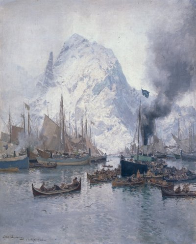Llegada de Agnsilddamperen, Svolvaer de Otto Ludvig Sinding