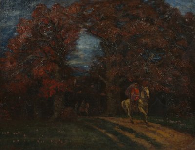 Paisaje de otoño con jinetes (óleo sobre lienzo) de Otto Ludvig Sinding