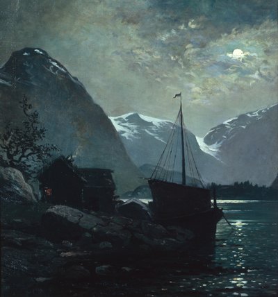 Tarde en Vestlandsfjord (óleo sobre lienzo) de Otto Ludvig Sinding