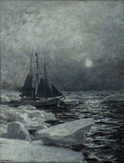Fram en el Océano Ártico (óleo sobre lienzo) de Otto Ludvig Sinding