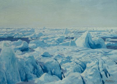 Paquete de hielo (óleo sobre lienzo) de Otto Ludvig Sinding