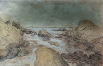 Bocetos de mar y paisaje (acuarela y lápiz sobre papel) de Otto Ludvig Sinding