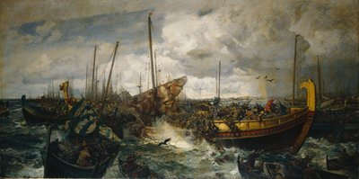 La batalla de Svolder, c.1883-4 (óleo sobre lienzo) de Otto Ludvig Sinding