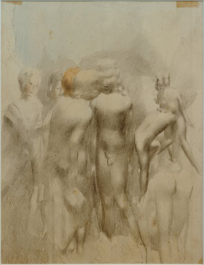 Grupo de niños desnudos al aire libre (Bañistas) de Otto Meyer Amden