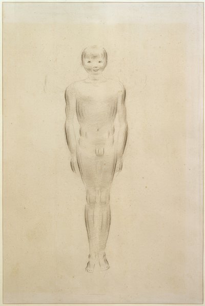 Desnudo masculino con piernas cerradas y brazos extendidos de Otto Meyer Amden