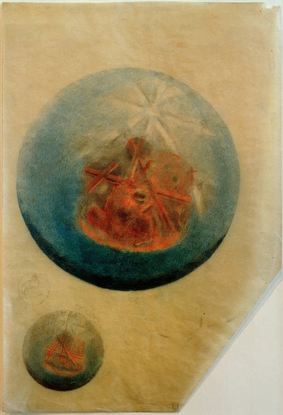 Jardín del paraíso en bola de cristal. Estudio para la vidriera en la casa Zwingli de Zúrich-Wiedikon de Otto Meyer Amden