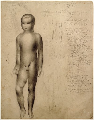 Desnudo de niño de pie. Estudio para la algrafía de 1923 de Otto Meyer Amden