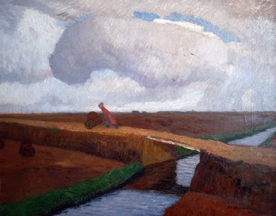 Paisaje otoñal en la costa del Mar del Norte con canal de Otto Modersohn