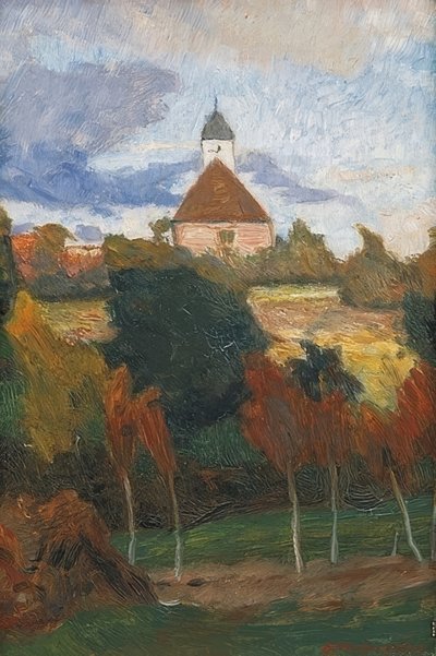Vista de la iglesia de Worpswede de Otto Modersohn