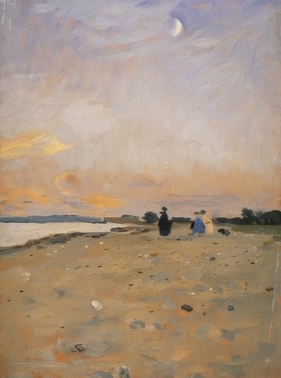 Paisaje fluvial con luna creciente, 1885 o c. 1889 de Otto Modersohn