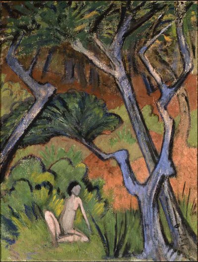 Paisaje forestal con desnudo, 1924 de Otto Mueller