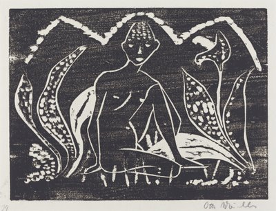Figura desnuda de un niño en un paisaje de Otto Müller