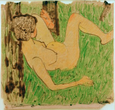 Niña desnuda descansando de Otto Mueller