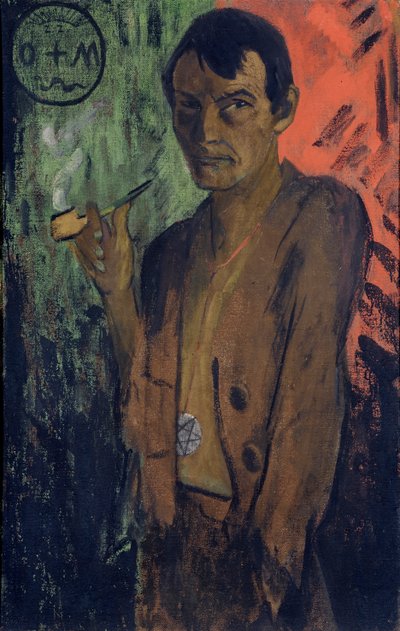 Autorretrato con pentagrama, c. 1924 de Otto Mueller