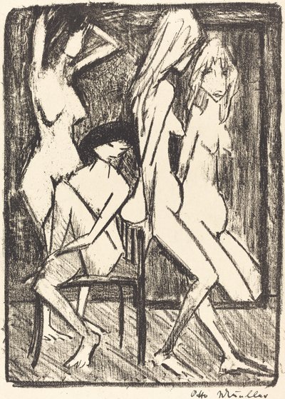 Tres chicas frente a un espejo de Otto Müller