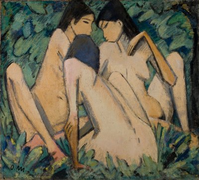 Tres mujeres en un bosque de Otto Mueller