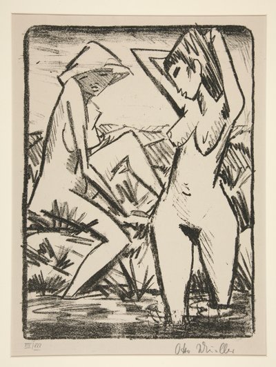 dos mujeres bañándose de Otto Mueller