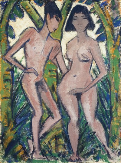 Adán y Eva, c.1913-22 (agua de cal sobre arpillera) de Otto Muller or Mueller