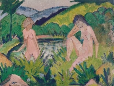 Niña en el agua (Dos niñas en el agua) de Otto Mueller
