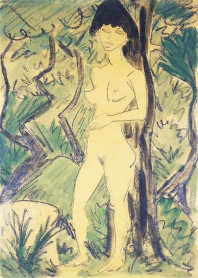 Desnudo en el bosque de Otto Mueller