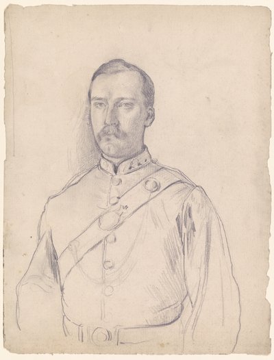 Retrato de un hombre con uniforme, de medio cuerpo de Otto Scholderer