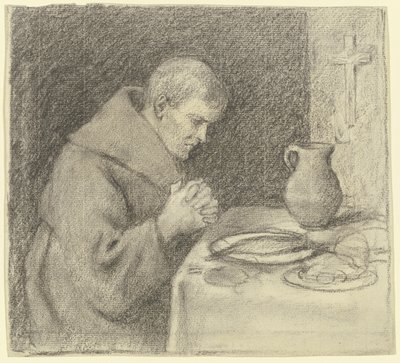 Monje durante la oración de gracias de Otto Scholderer
