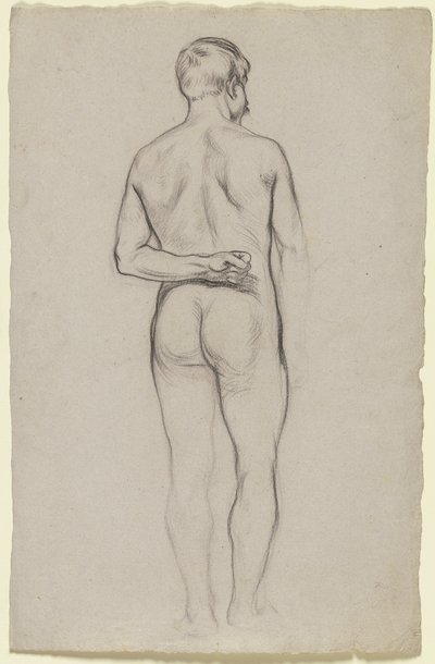 Desnudo masculino de pie visto de espaldas de Otto Scholderer