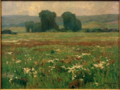 Álamos en pradera floreciente de Otto Ubbelohde