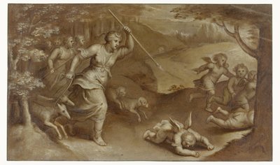 Diana expulsa a Cupido y a sus ayudantes que intentaron atraparla de Otto van Veen