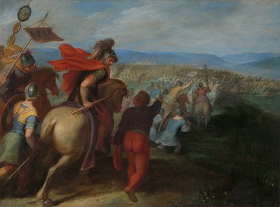 Los romanos casi vencen al ejército de Julio Civilis por la traición de un bátavo
Los romanos bajo el mando de Cerealis Derrotan a Claudio Civilis y a los bátavos tras la traición desde dentro
una de una serie de doce sobre la insurrección de los bátavos de Otto van Veen